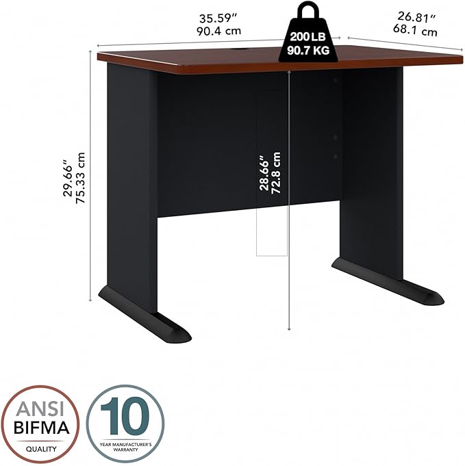 Bush Business Furniture Series A 36W Small Desk in Hansen Cherry and Galaxy - Image 3
