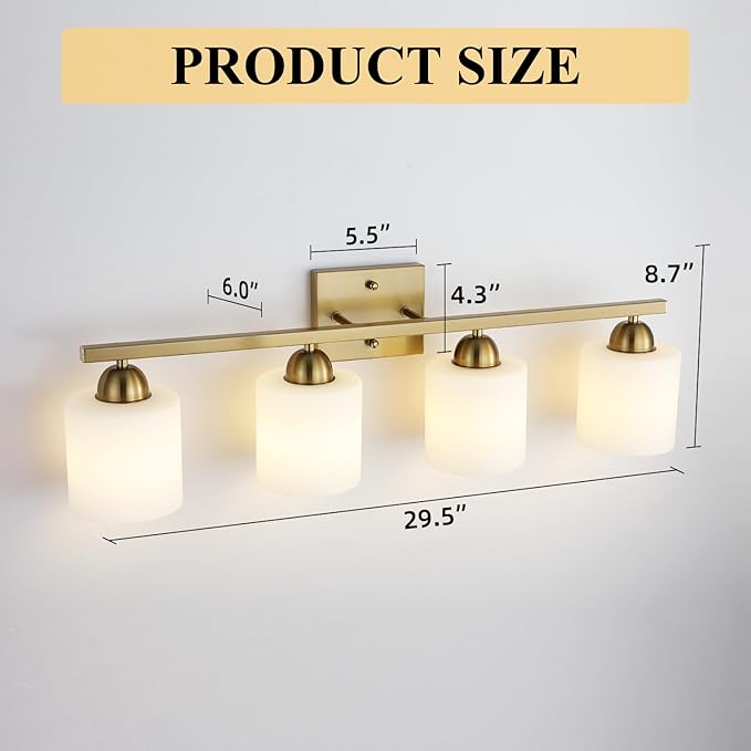 Stainless Steel Milk Glass Vanity Lights - Image 5