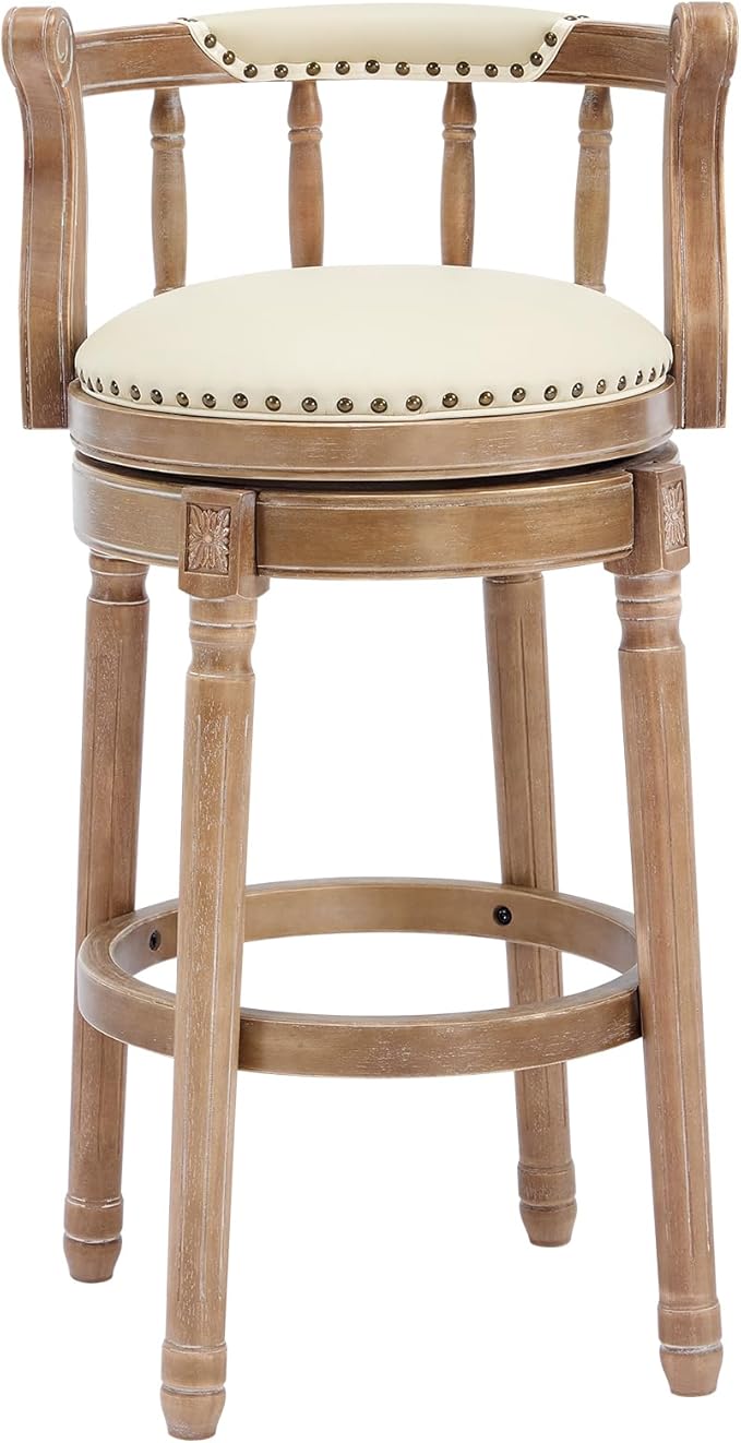 CozyRain Bar Stools Modern Swivel Barstools, Kitchen Counter Genuine Leather by CozyRain