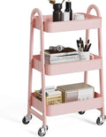 OLIXIS 3 Tier Utility Rolling Cart, Metal Mobile Storage Shelf by OLIXIS