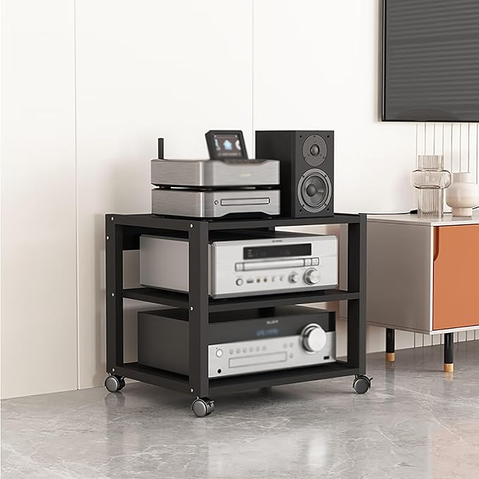 3 Tier Audio Rack Tower, CD Record Player Stereo Receiver AV Equipment Cabinet by Dernoing