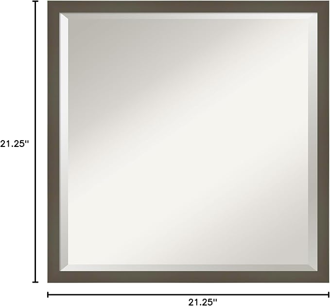 Amanti Art Grey Wall Mirror 21x21 Svelte Clay Grey Square Bathroom Mirror - Image 6