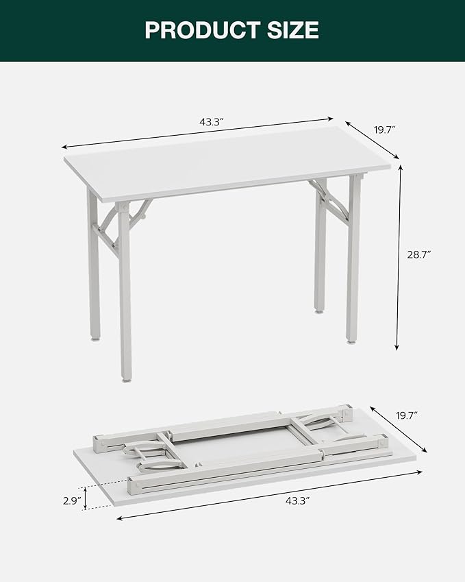 Frylr Small Folding Computer Desk – Portable 43.3 Inch Foldable Laptop Table - Image 2