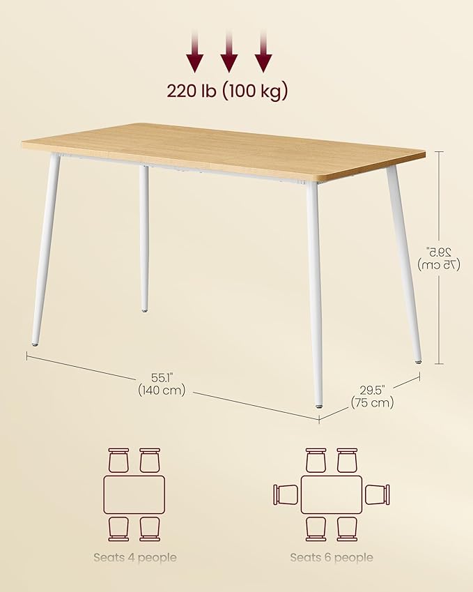 VASAGLE Dining Table, Dining Room Table - Image 2