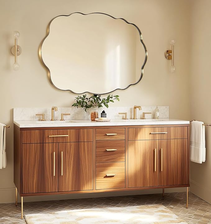 ANDY STAR Oval Bathroom Mirror, 30x40 Inch Scalloped Wall Mirror, Modern - Image 7