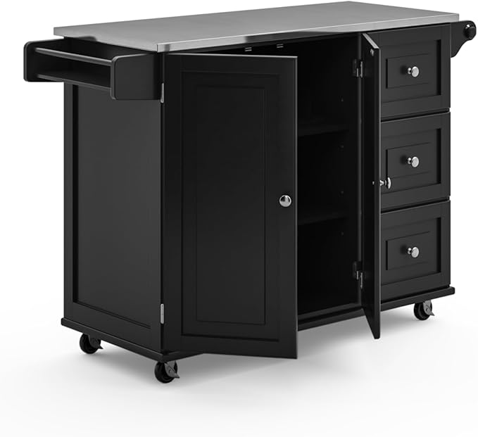 Homestyles Dolly Madison Black Mobile Kitchen Island Cart - Image 4