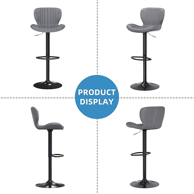 Shintenchi Bar Stools Set of 4 Modern Swivel Bar Chairs, Counter Height Faux - Image 8