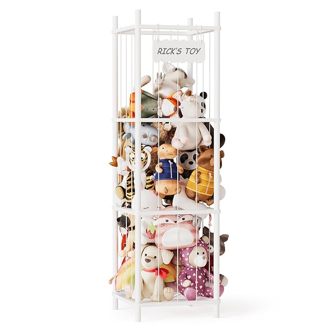 SpaceAid Stuffed Animal Storage Organizer, Wood Animals Zoo Toy Plushies by SpaceAid