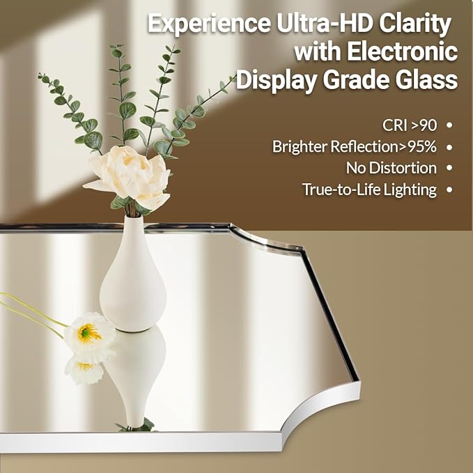 ANDY STAR Chrome Mirror 22x30 Inch, Scalloped Bathroom Mirror, Polished Chrome - Image 5