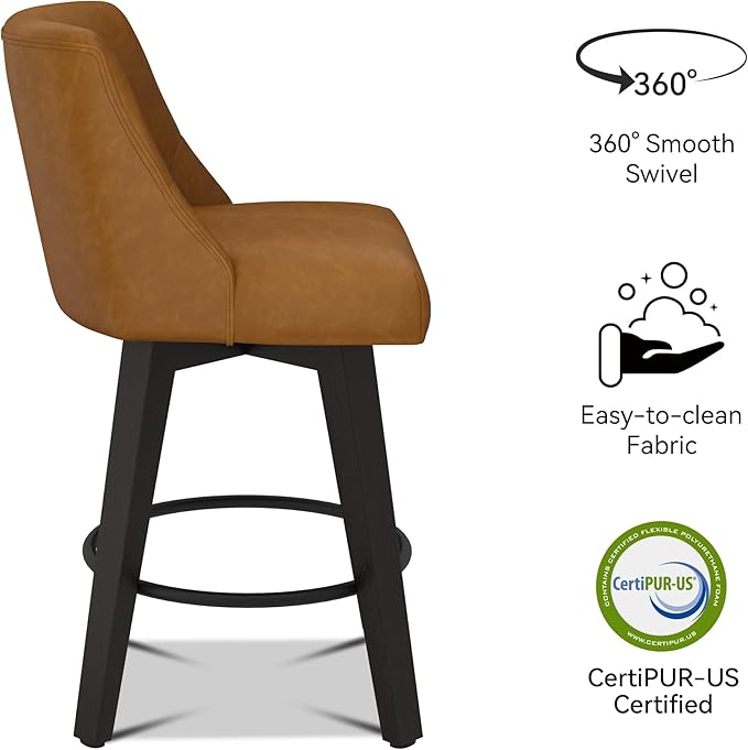 Bar Stools Set of 2, Upholstered Kitchen Island Counter Stools - Image 4