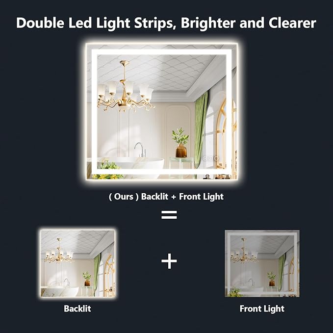 40x36 Inch LED Bathroom Mirror - Image 2