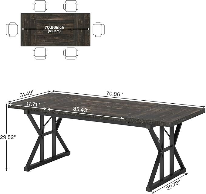 Tribesigns Farmhouse Dining Table - Image 2