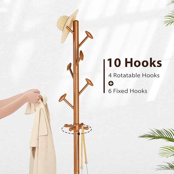 Solid Wood Coat Rack Freestanding Coat Tree - Image 2