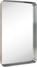 TEHOME 24x36 inch Brushed Nickel Silver Metal Framed Bathroom Mirror by TEHOME