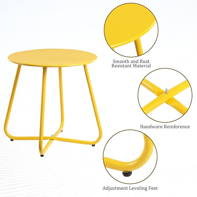 HollyHOME Round Metal Side Table, Rust-Resistant Patio Small Plant Stand - Image 5