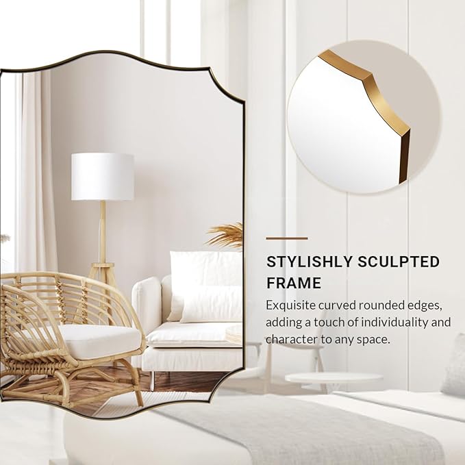 ANDY STAR Gold Vanity Mirror, 22x30 Inch Brushed Gold Mirror - Image 8