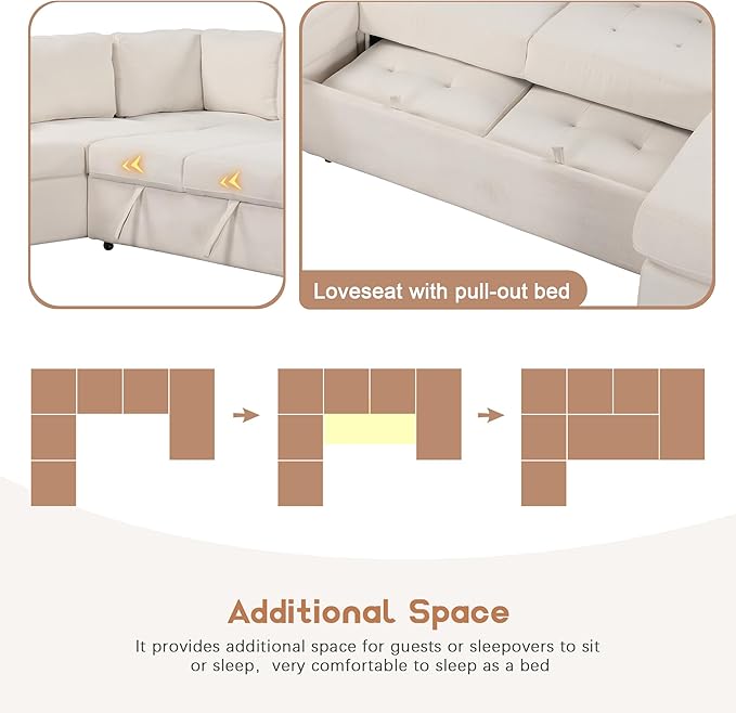 108.3 Inch Modular Sectional Sleeper Sofa - Image 7
