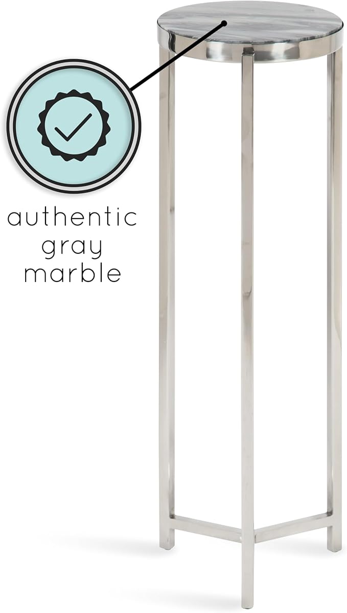 Kate and Laurel Aguilar Modern Drink Table; 9 x 9 x 23; Gray and Silver; - Image 6