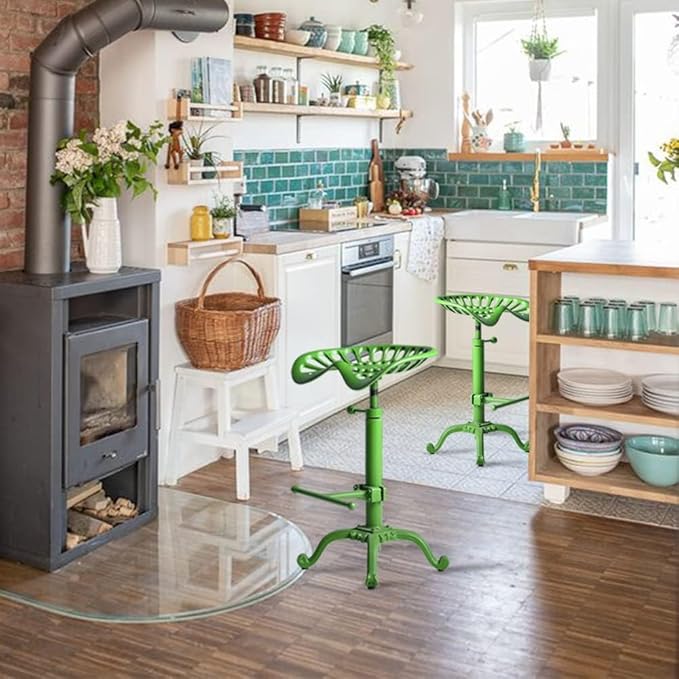 Rustic Tractor Seat Bar Stool Industrial Metal Swivel Saddle Bar Chair - Image 2