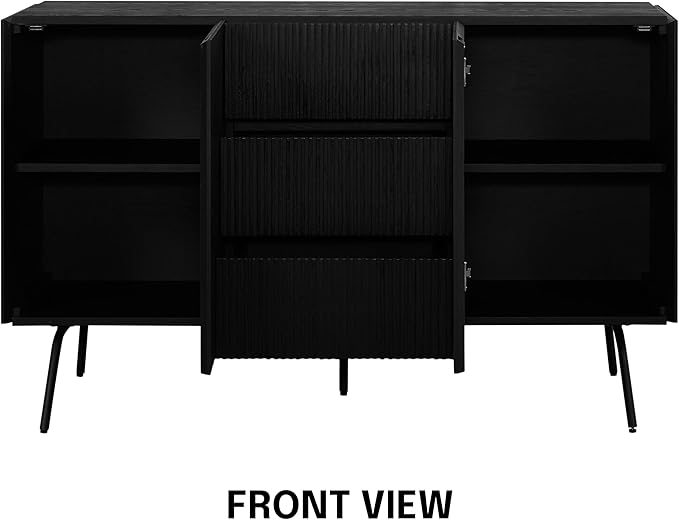 NTC Veil Sideboard with 2 Doors and 3 Drawers, Buffet Cabinet with Vertical - Image 4