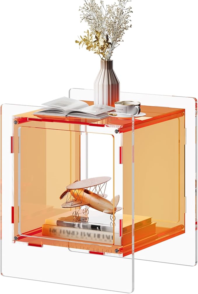 Acrylic Nightstand, Side Table, Record Player Table, End Table by Unknown