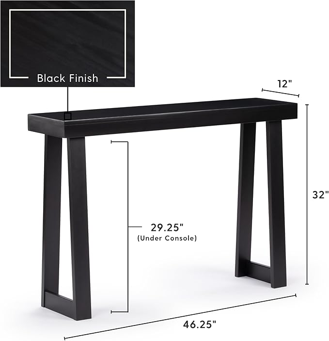 Plank+Beam Solid Wood Console Table, 46.25 Inch, Sofa Table, Narrow Entryway - Image 2