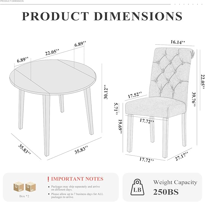 COLAMY 3-Piece Extendable Dining Table Set - Image 2