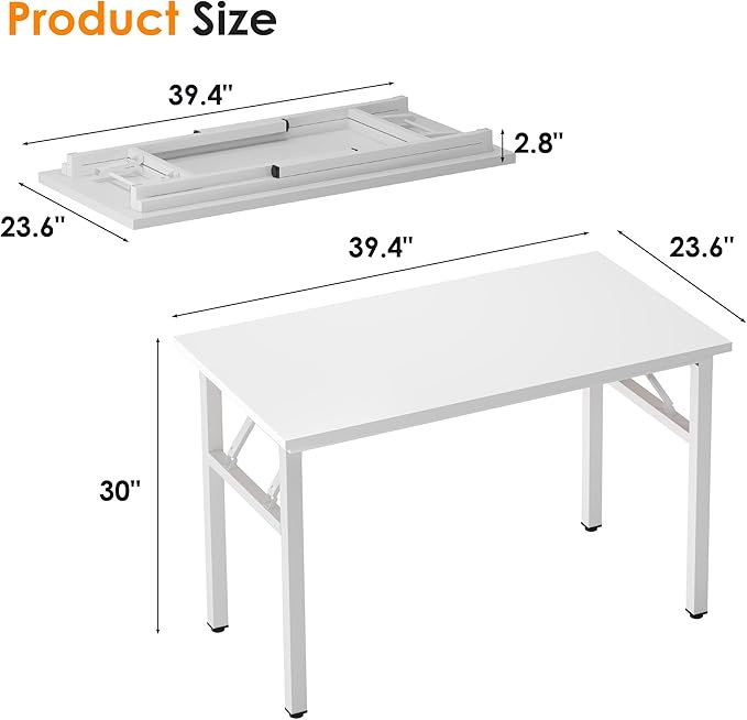 Need 39.4 inch Computer Desk for Small Space Small Folding Table Small Writing - Image 3