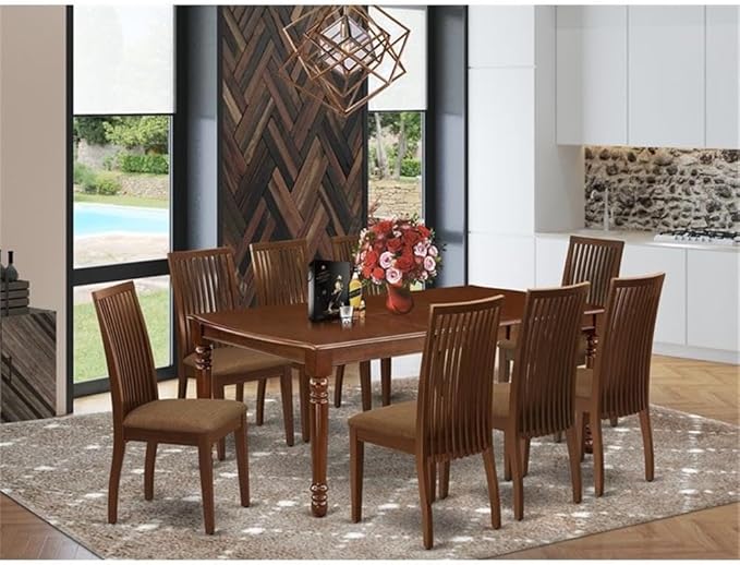 East West Furniture DOIP9-MAH-C 9 Piece Dining Room Table Set Includes a - Image 2