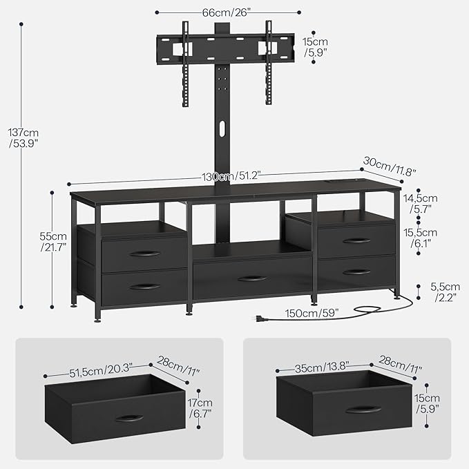 HOOBRO TV Stand with Mount and Power Outlet, - Image 6