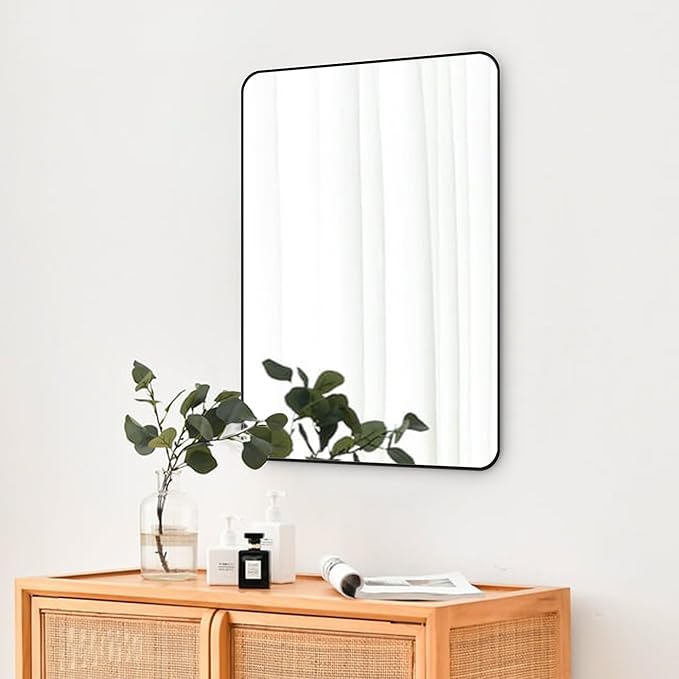 Black Bathroom Mirror, Rectangle 20 x 30 Inch Vanity Wall Mirror, Modern Mirror - Image 2