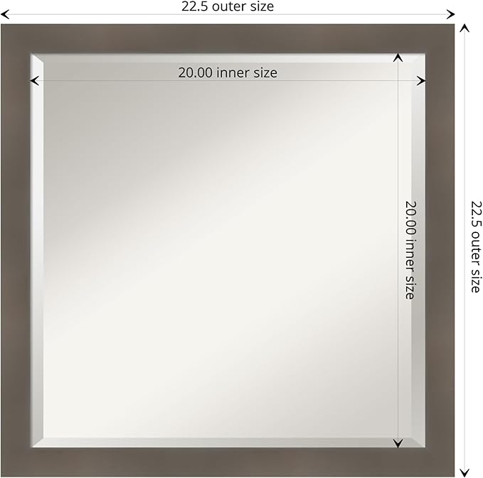 Amanti Art Grey Wall Mirror 23x23 Edwin Clay Grey Square Bathroom Mirror - Image 4