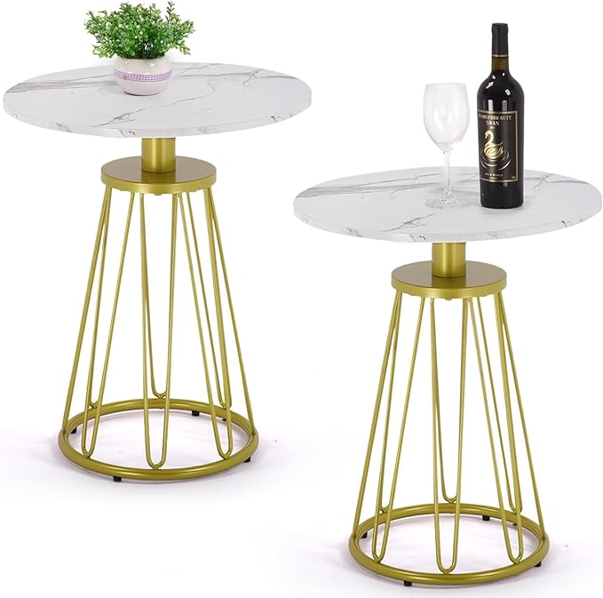Round End Table Set of 2, Small Side Table by AoLei