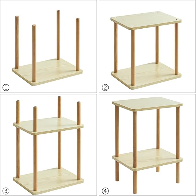 IBUYKE 2-Tier Side Table, Solid Wood Tall End Table - Image 9