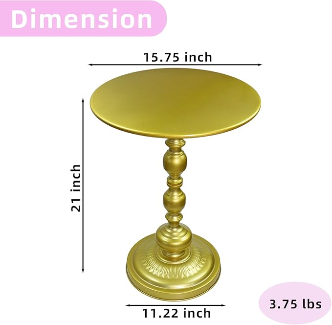 Benkyo Gold Round End Side Table Modern Metal Pedestal Spindle Side Tables - Image 3