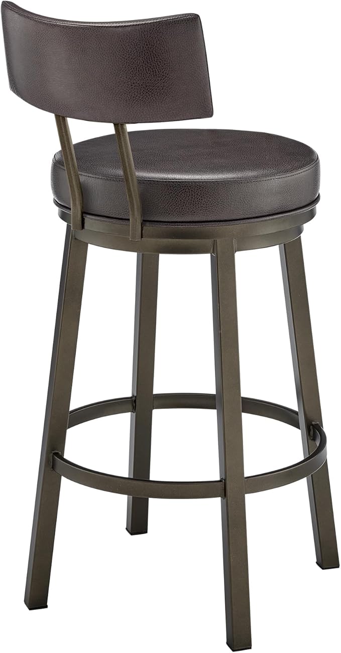 Armen Living Dalza Swivel Counter or Bar Stool in Mocha Finish - Image 6