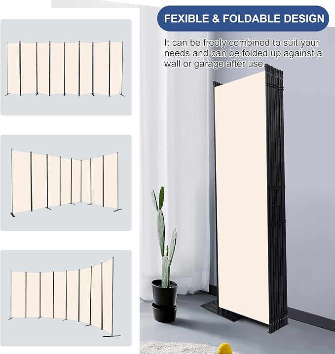 Room Divider and Folding Privacy Screens， Large 8 Panel Room Divider Wall Screen - Image 4