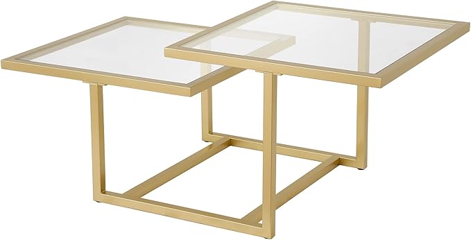 Henn&Hart 43" Wide Square Coffee Table in Brass, Modern coffee tables - Image 11