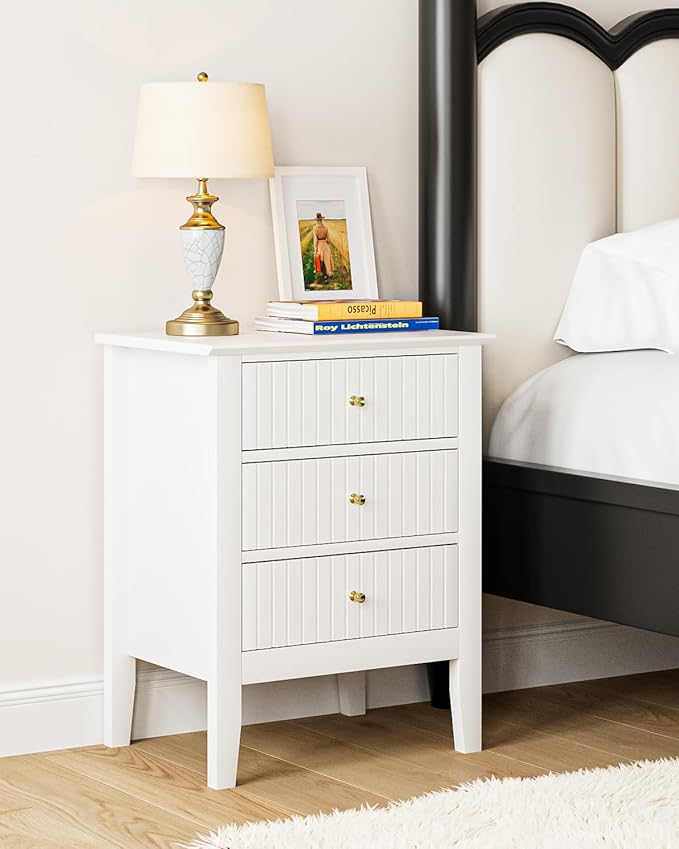 Fluted Nightstand, Farmhouse Night Stand by Unknown