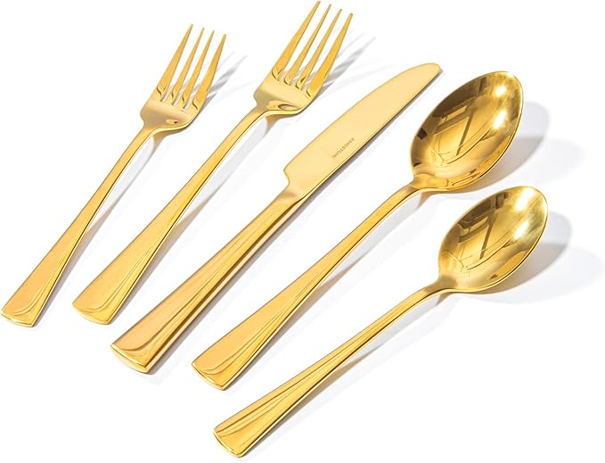 KINGSTONE 18/10 Stainless Steel Flatware, 20-Piece Forged Silverware Set by KINGSTONE
