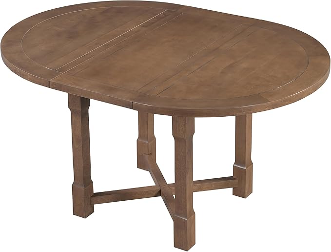 Merax 5-Piece Extendable Dining Table and 4 Upholstered Chairs, Round Oval - Image 3