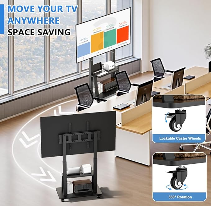 Mobile TV Cart Rolling TV Stand - Image 4