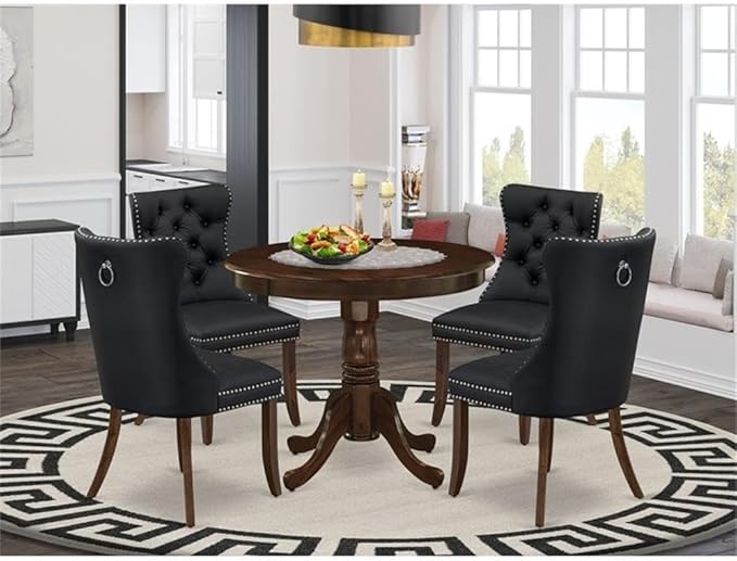 East West Furniture ANDA5-AWA-12 5 Piece Kitchen Table Set Includes a Round - Image 2
