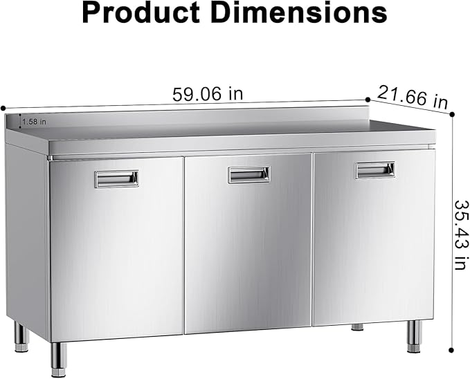 ZZV 59 inch Stainless Steel Prep Table - Image 2