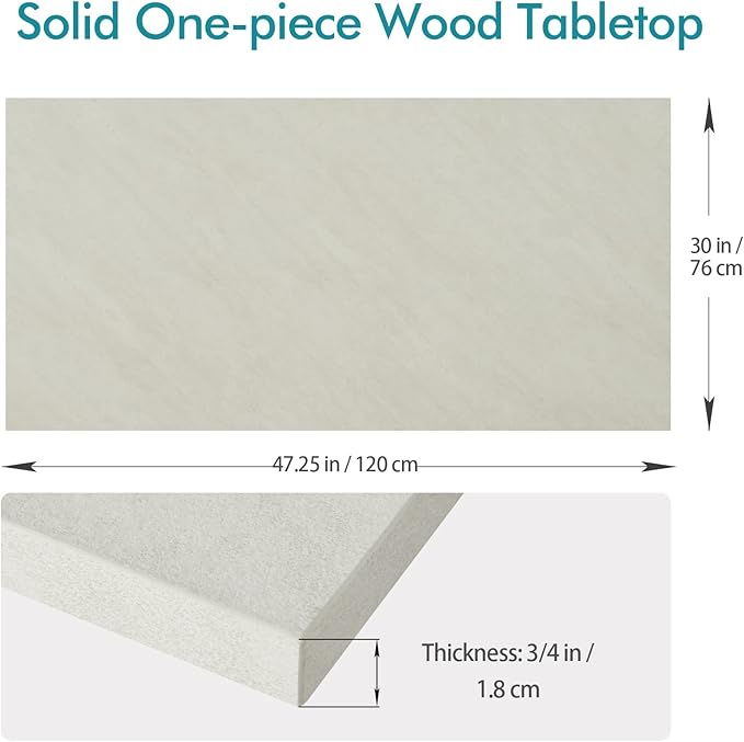 Kaboon Universal Tabletop 47.25"x30", Solid One-Piece Melamine Table Top - Image 3