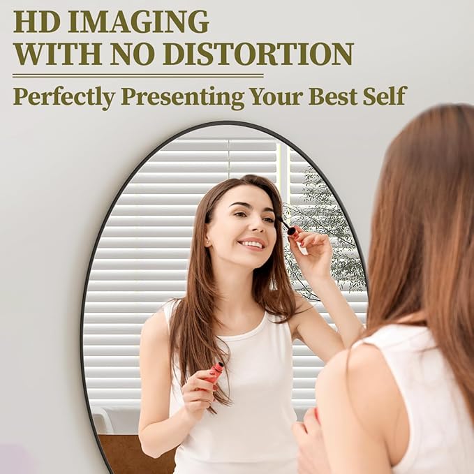 Koonmi Black Oval Bathroom Mirror, Oval Mirror - Image 2