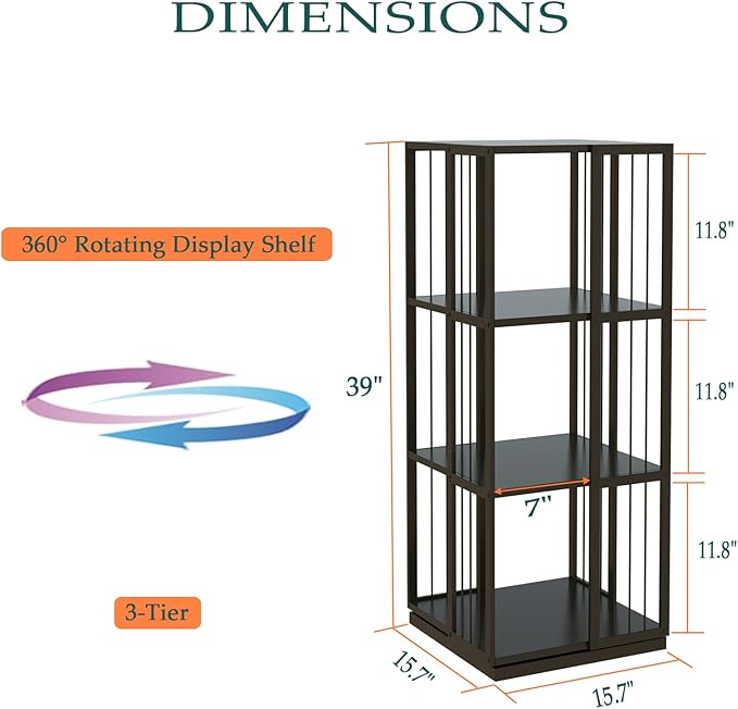Square Rotating Bookshelf Tower - Image 2