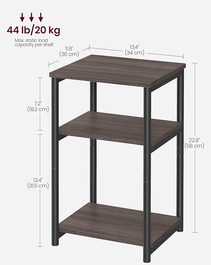 VASAGLE Side Table, Small End Table, Tall Nightstand - Image 3