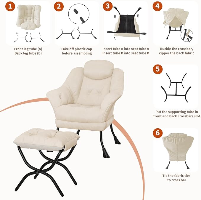 IDEALHOUSE Lazy Chair with Ottoman - Image 6