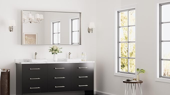 Keonjinn 55 x 30 In Brushed Nickel Bathroom Mirror - Image 2